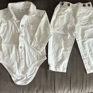 White Baby Bodysuit and Pants Set